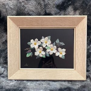 Vintage Floral Art Print in Textured Frame